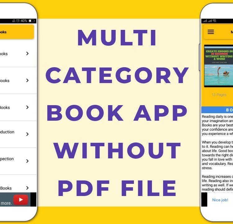 Multi Category Book App with Images – No Need PDF File