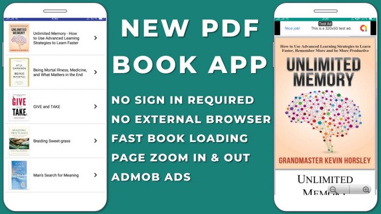 PDF Book App with Google Drive - No Google Sign-in Required